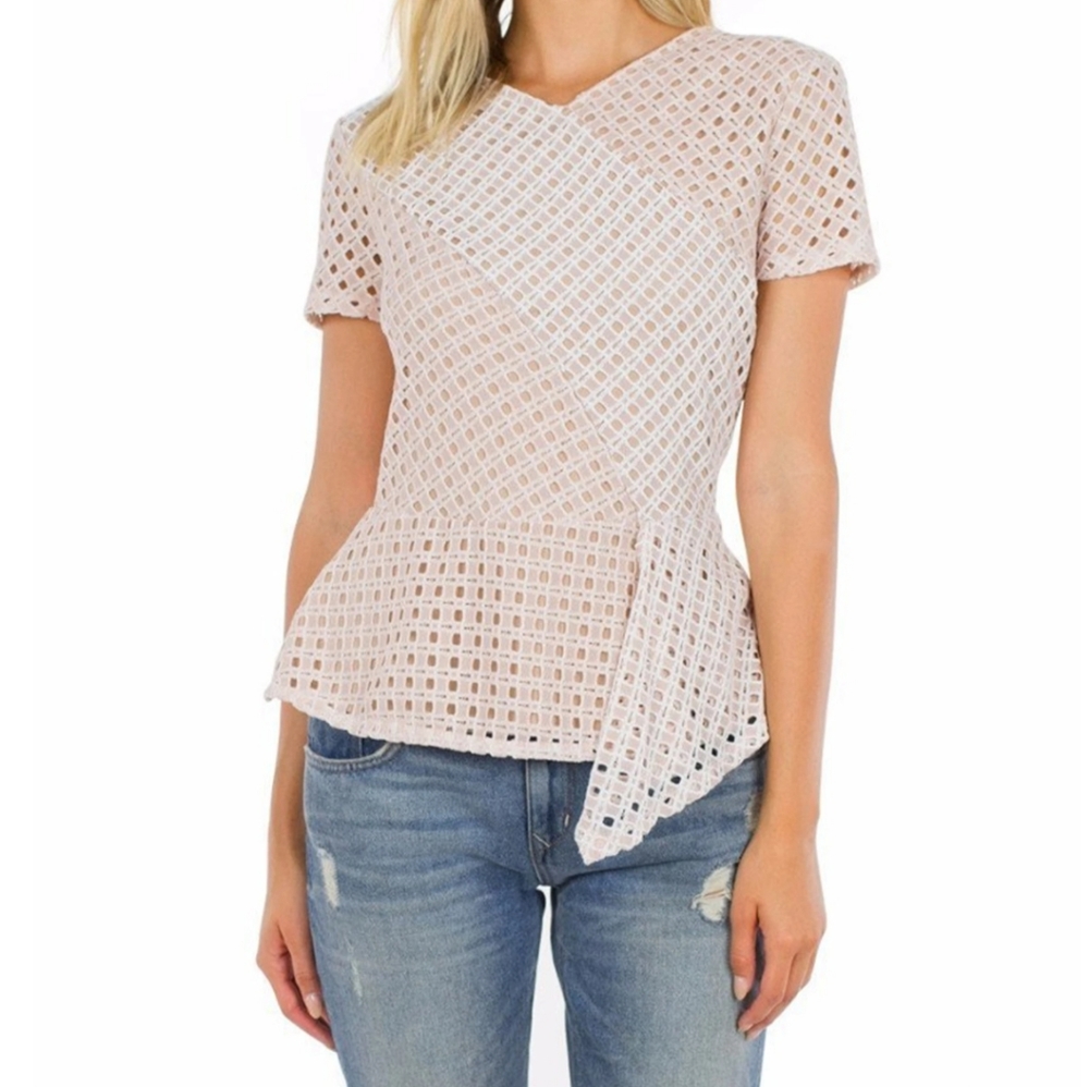 Bcbg Kaleigh Peplum Lace Top